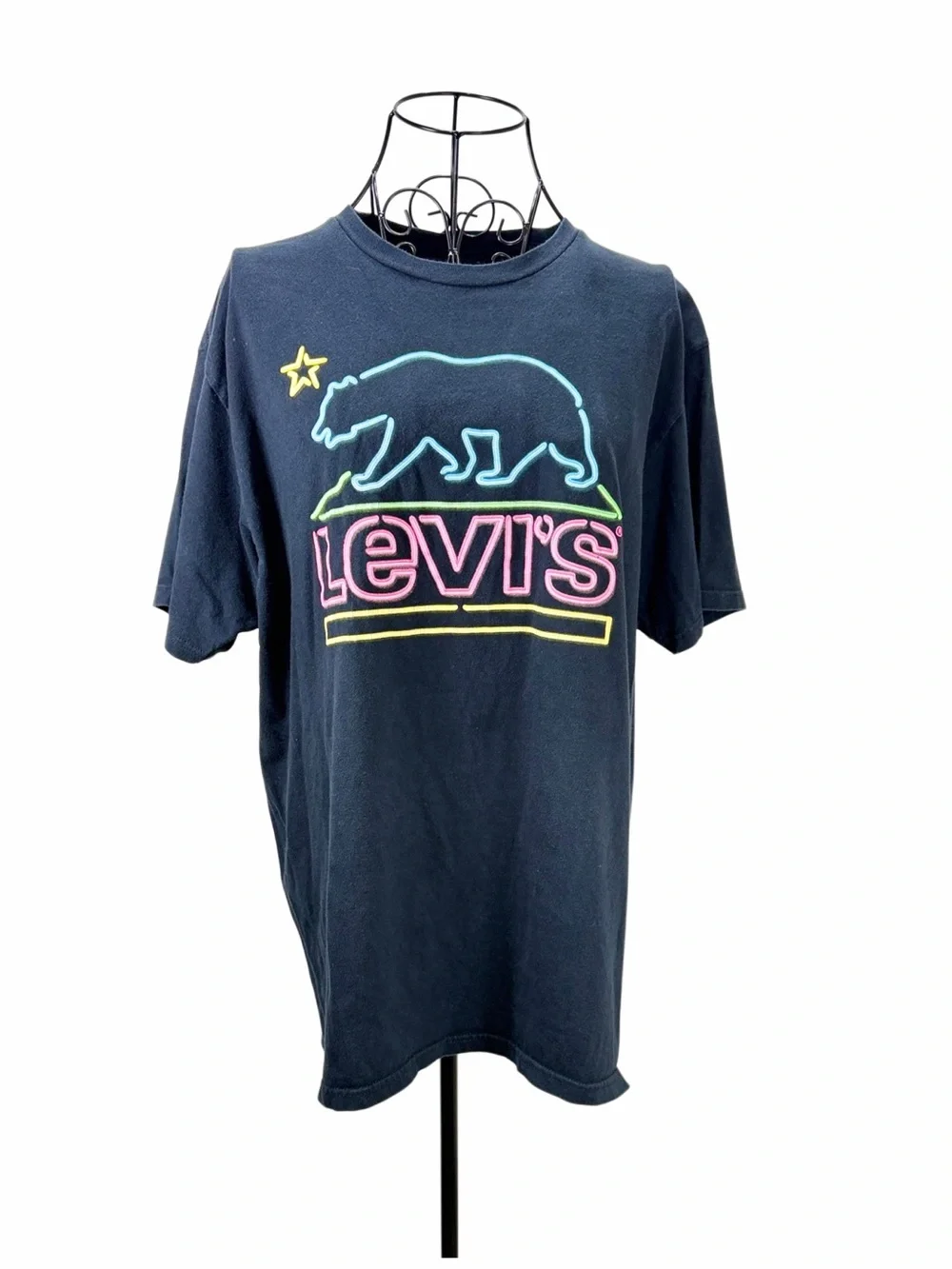 Levi's Black Tee with Neon Bear & Logo